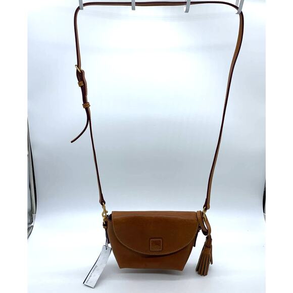 Dooney & Bourke Saddle Crossbody Bag Florentine Leather Brown Natural Purse - Picture 4 of 16